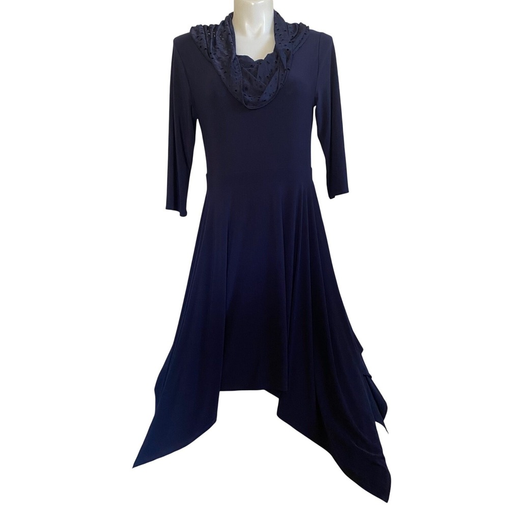 Nina Leonard Womens Navy Blue Stretch Dress XL X-Large
